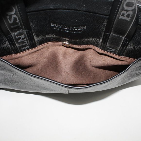 Bostanten Black Leather Messenger Shoulder Bag - Picture 12 of 13